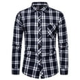 thumbnail image 2 of DDAPJ pyju Men's Plaid Shirt Regular Fit Business Casual Button Down Shirts Long Sleeve Wrinkle Free Dress Shirt Wedding Guest Shirts with Chest Pocket Black XL, 2 of 5