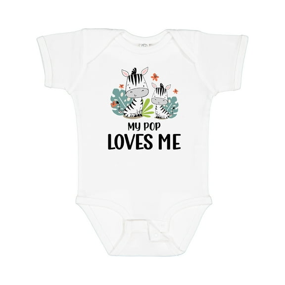 Inktastic Zebra My Pop Loves Me Boys or Girls Baby Bodysuit