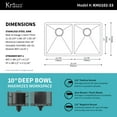 thumbnail image 5 of KRAUS Kitchen Combo with 33 Inch Undermount 50/50 Double Bowl 16 Gauge Stainless Steel Kitchen Sink and Nola™ Commercial Kitchen Faucet with Soap Dispenser in Chrome, 5 of 12