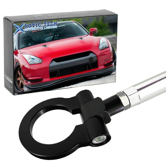 Xotic Tech JDM Sport Track Racing Style CNC Aluminum Screw-on Tow Hook Front Rear Bumper Compatible With Mitsubishi Lancer Evolution or Nissan GT-R R35 370Z Juke Infiniti G37/Q60 FX35 (Black)