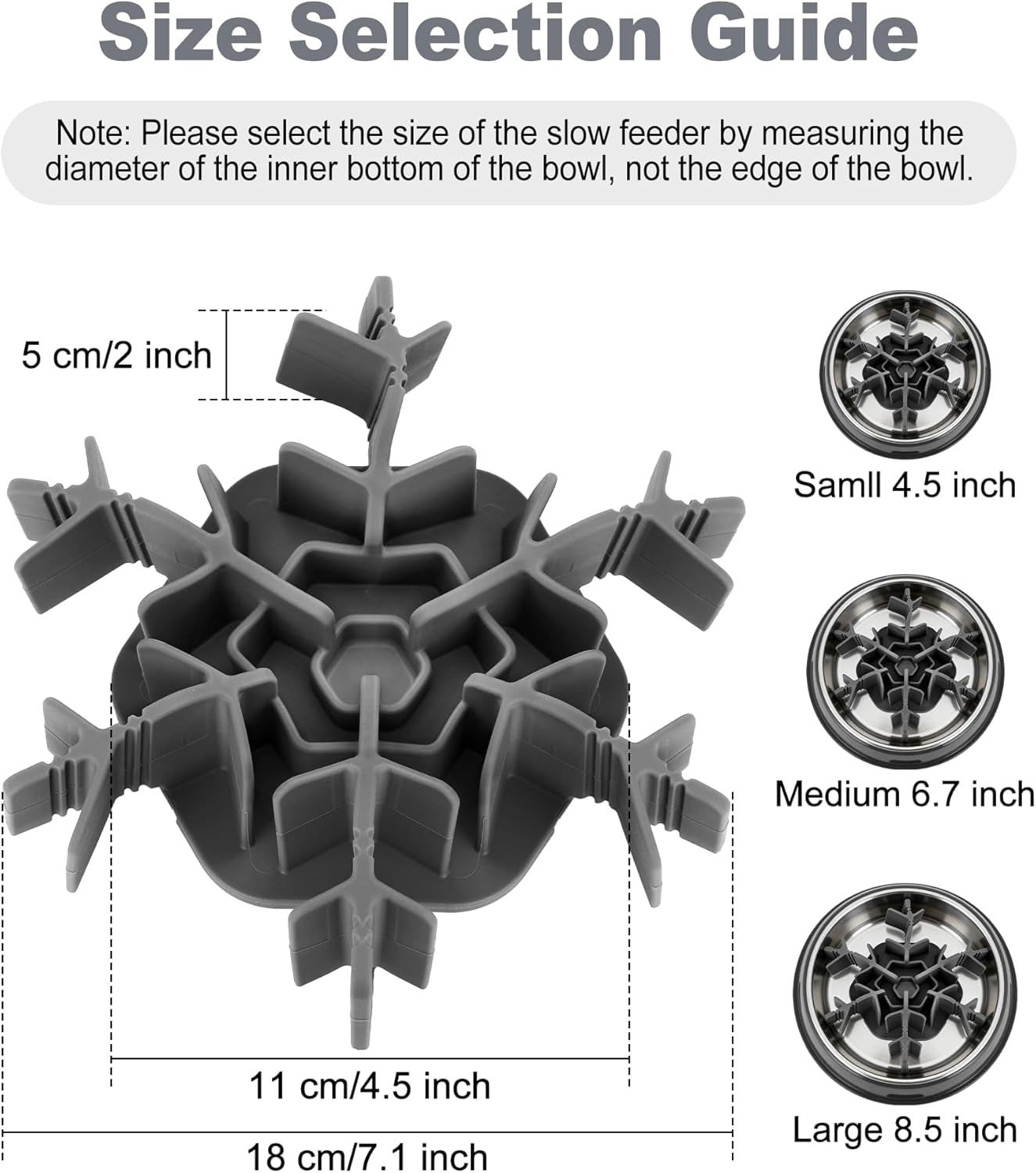 Slow Feeder Insert for Dog Bowl,  100% Food-Grade Silicone Slow Feeder Insert Fits Large Medium Small Size Dogs, Compatible with Regular & Elevated Bowls, Helps Prevent Digestive Issues, Gray