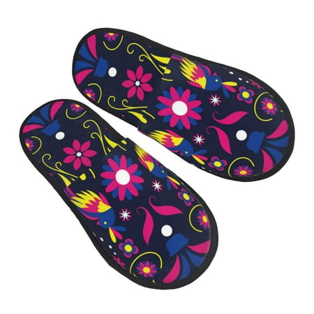 

Kdxio Colorful Mexican Pattern Slippers for Women Memory Foam Fuzzy House Slippers Bedroom Non-slip Warm Womens Slippers