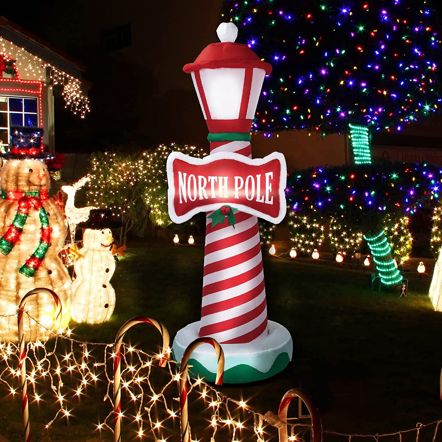 6FT Christmas Inflatable North Pole Lighthouse Christmas Inflatables
