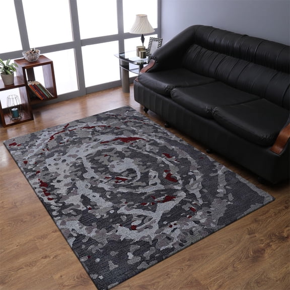 Rugsotic Carpets Hand Tufted Wool Eco-Friendly 5'x8' Area Rugs Rectangle Multicolor Abstract Modern High Pile Thick Handmade Anti Skid Indoor Rug for Living Room, Bedroom K03055