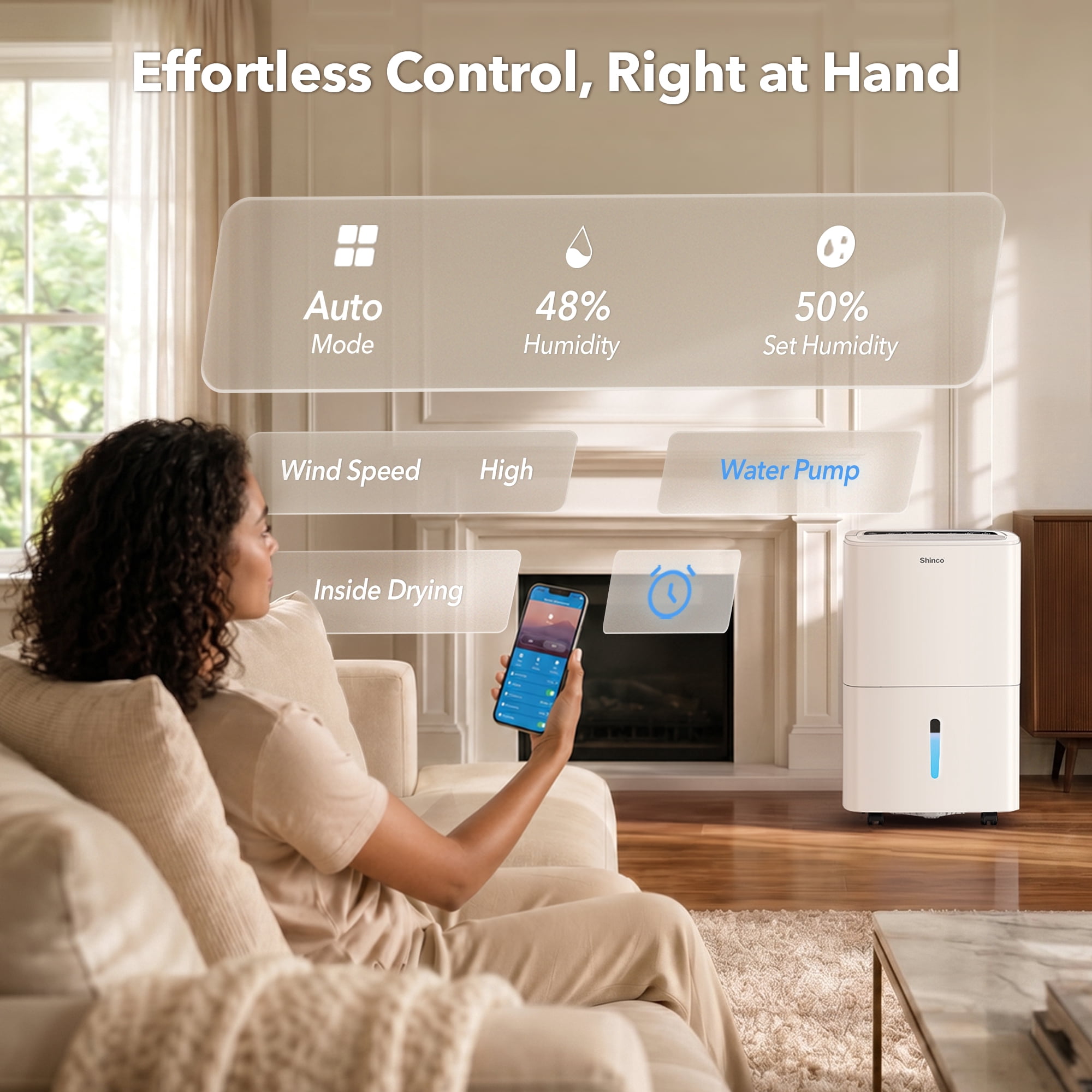 150 pt. 7,000 sq.ft. Portable Dehumidifier in White with WiFi Control, Built-in Pump, Dual-Filter, Auto Defrost