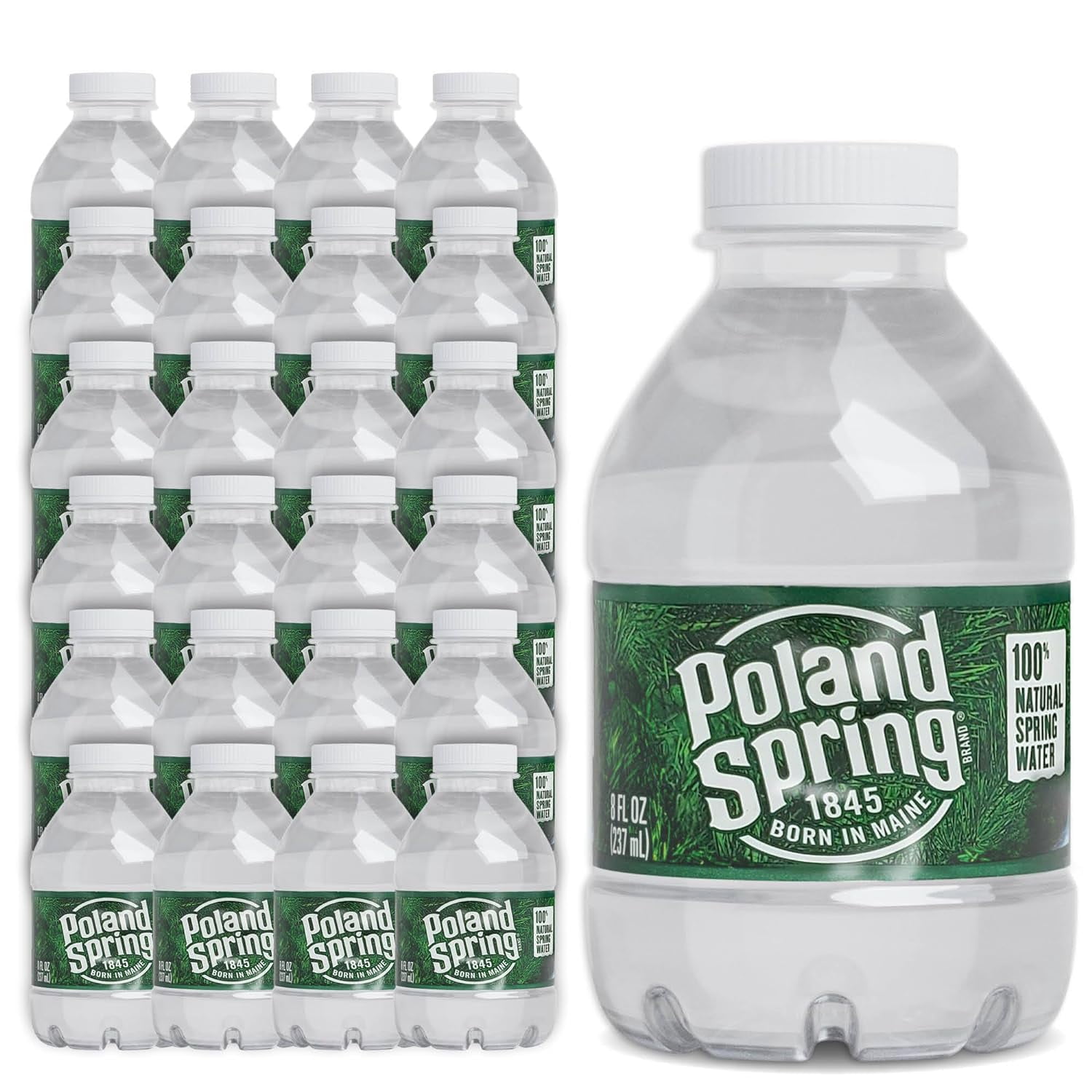 Spring Water Bottles 24 Pack -  Recyclable Disposable 8 oz Mini Bottle Water