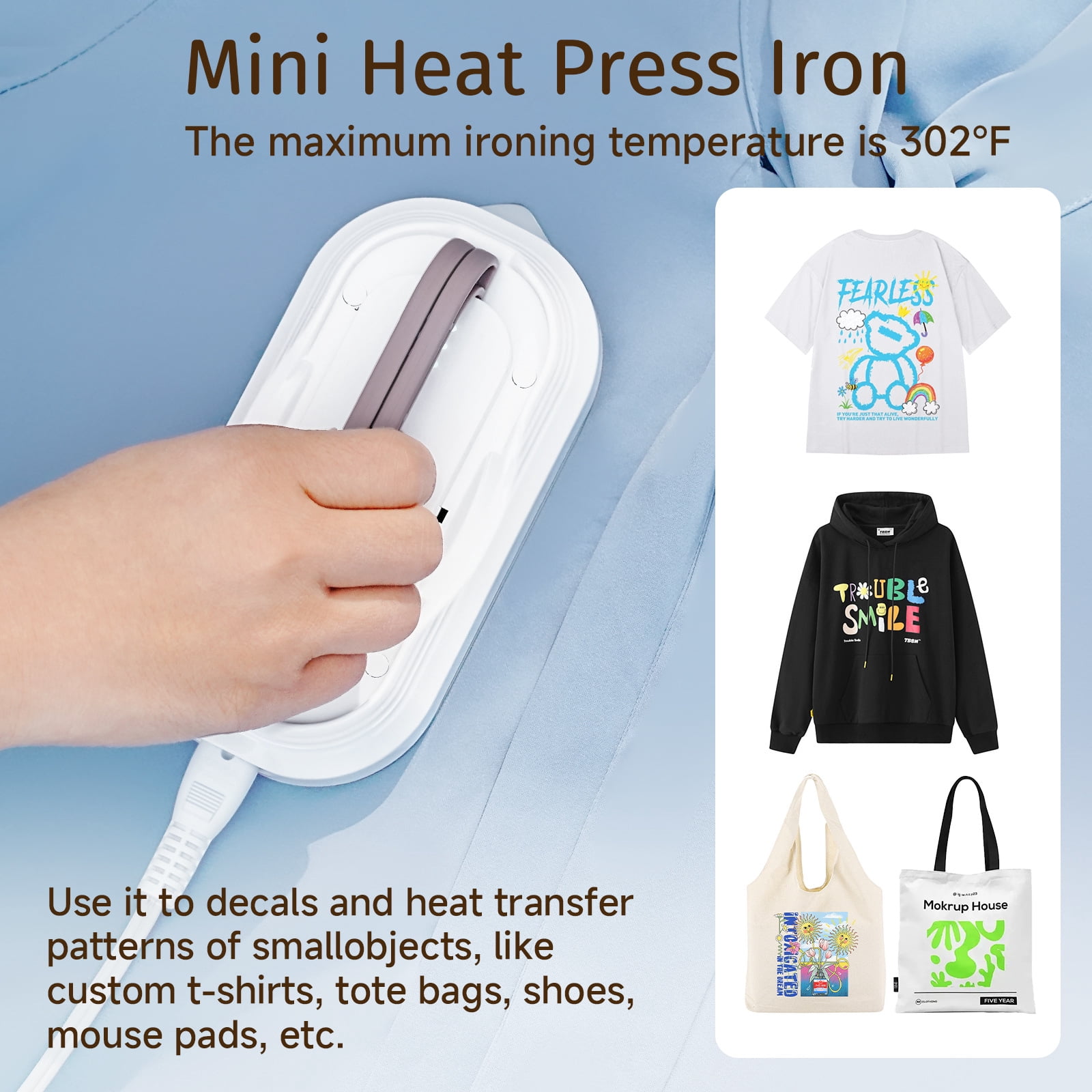 Travel Iron with Global Voltage, Mini Dry Iron for Clothes, 110-240V, Ceramic Non-Stick Soleplate, 0.8lbs Lightweight, 60s Heat Up