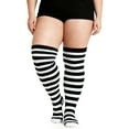 thumbnail image 3 of Spencer Plus Size Thigh High Socks for Womens Soft Extra Long Over the Knee Stockings Leg Warmer Boot Socks for Ladies, White Striped, 3 of 9