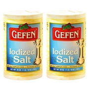 Gefen Iodized Salt 26oz 2 Pack, Total 3.25 Pounds Easy Pour Spout Canister, Product of the USA , Certified Kosher