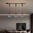 thumbnail image 3 of Kiven H-Type Track Lighting, 3-Light Modern Halo Track Pendant Light with Glass Shade & E12 Socket, Adjustable Length, 3 of 7