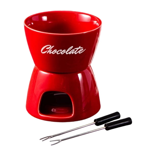 Olla para fondue de chocolate, olla caliente, juego de cuencos, utensilios de cocina, cera para derretir, no eléctrica, pequeña Rojo