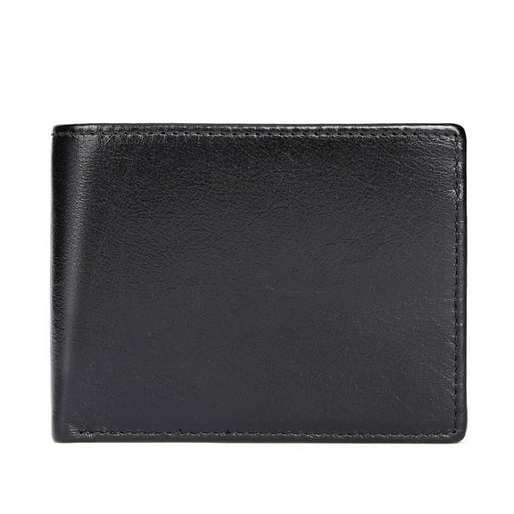 Men’s Leather RFID Blocking Slim Bifold Wallet – Genuine Leather Compact Card Holder Purse with 9 Card Slots, Coin Pocket, Cash Compartments, Snap Button Closure – Black Brown Coffee