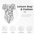 thumbnail image 4 of Pofeuu Hand Drawn Snake Print Short Sleeve Body Suits Women Round Neck Bodysuits for Women Onesie Adult Set Body Suit-, 4 of 7