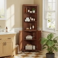 thumbnail image 4 of Costway 68" Tall Corner Cabinet with Fluted Doors, 6-Tier Space Saver Display Shelves Bathroom Storage Cabinet Walnut, 4 of 10