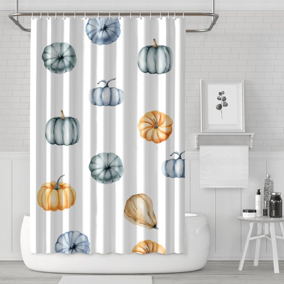 Thanksgiving Shower Curtain Set 72x72 Inch, Autumn Fall Maple Leaves Themed Bathroom Decor - Waterproof Fabric Curtain with Hooks for Holiday Gathering