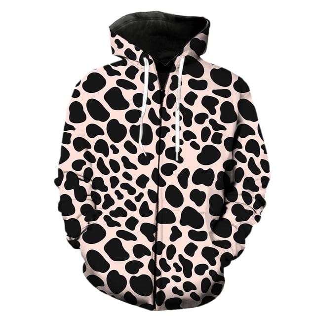 Sudadera con capucha y cremallera para hombre, con textura de piel de animal, estilo Harajuku, hip hop, con estampado 3D, divertida, informal, unisex, para primavera, 2024