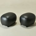 thumbnail image 2 of 23" Wide Faux Leather Upholstered Ottoman Set of 2, Mid-Century Modern Living Room Footrest with Soft Padded Seat, Footstool for Bedroom, Entryway or Living Room, Black, 2 of 9