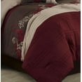 thumbnail image 6 of Chezmoi Collection 7-Piece Luxury Floral Leaves Embroidery Comforter Set, Queen, Burgundy/Taupe/Brown, 6 of 9