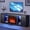 Black with fireplace, variant on LGHM 70 inch Modern TV Stand for TVs up to 80", Fluted TV Console with LED Lights, Wood Entertainment Center, Black
