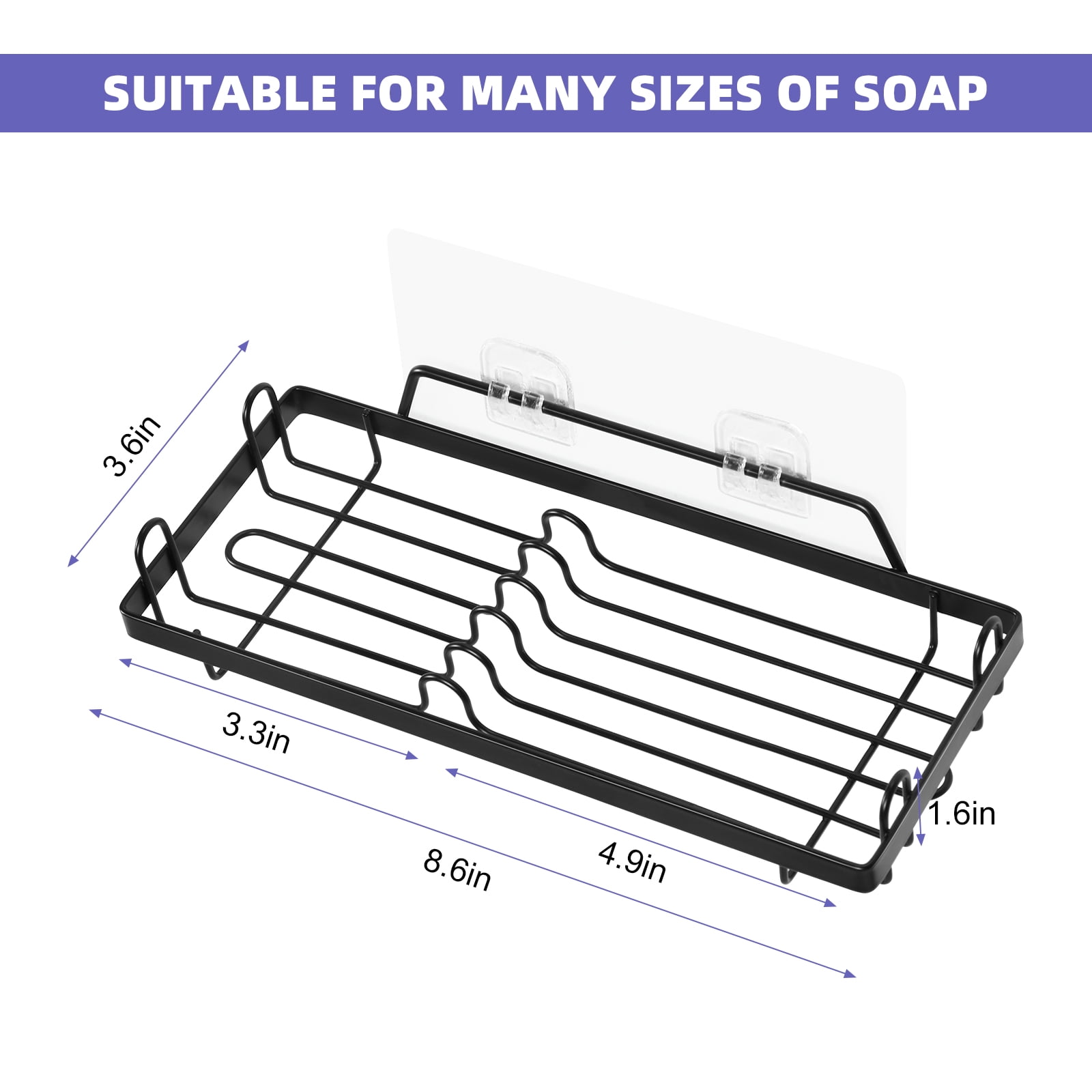 Adhesive Wall Mounted Soap Holder Basket, Black