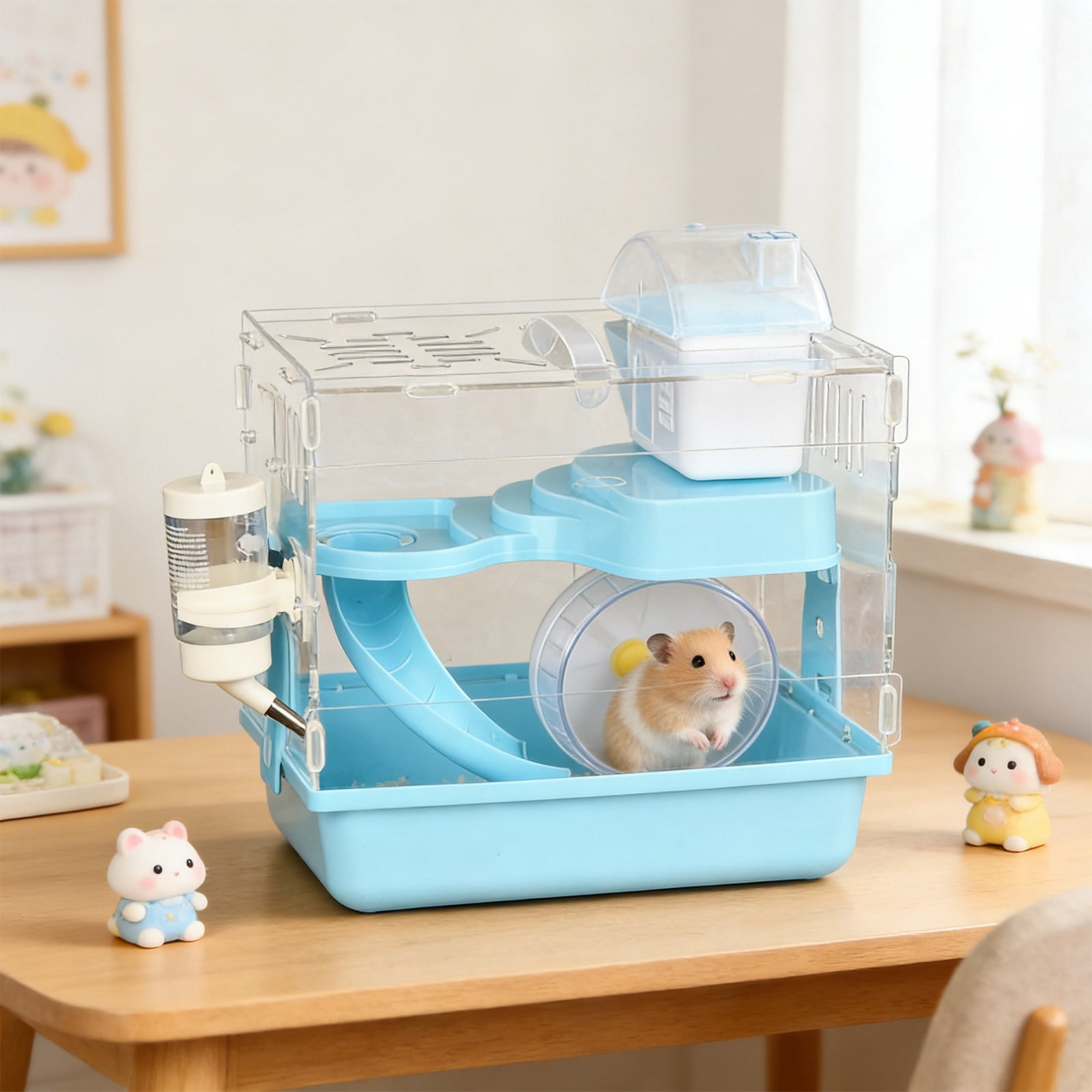 Nebwoak Acrylic Hamster Cage with Tray Bottom Small Animal Habitat Transparent Ventilated Pet Enclosure Indoor Small Pets Cage Escape Proof Easy Clean