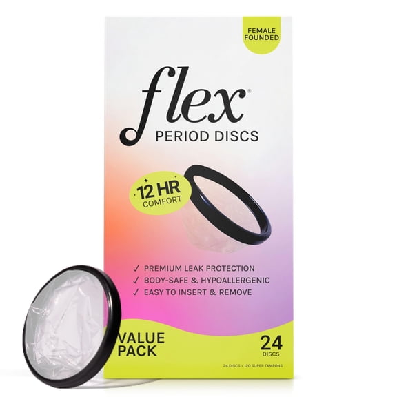 Discos menstruales desechables FLEX 24 unidades, súper capacidad