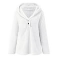 thumbnail image 3 of FYEGRE Commute to Work Women's Hooded Sweatshirt Women's Solid Color Casual Hooded Sweatshirt Thick Warm Pullover Long Sleeve Blouse Top for Everyday Comfort White XL, 3 of 7