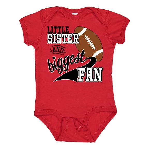 Inktastic Little Sister and Biggest Fan Football Player Girls Baby Bodysuit