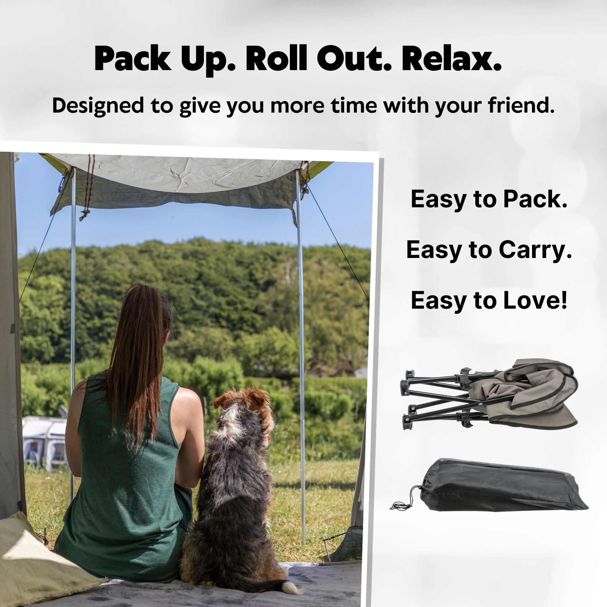 TRIXIE Elevated Camping Cot, Folding Dog Bed, Raised Travel Lounger for Small Dogs up to 35 Pounds