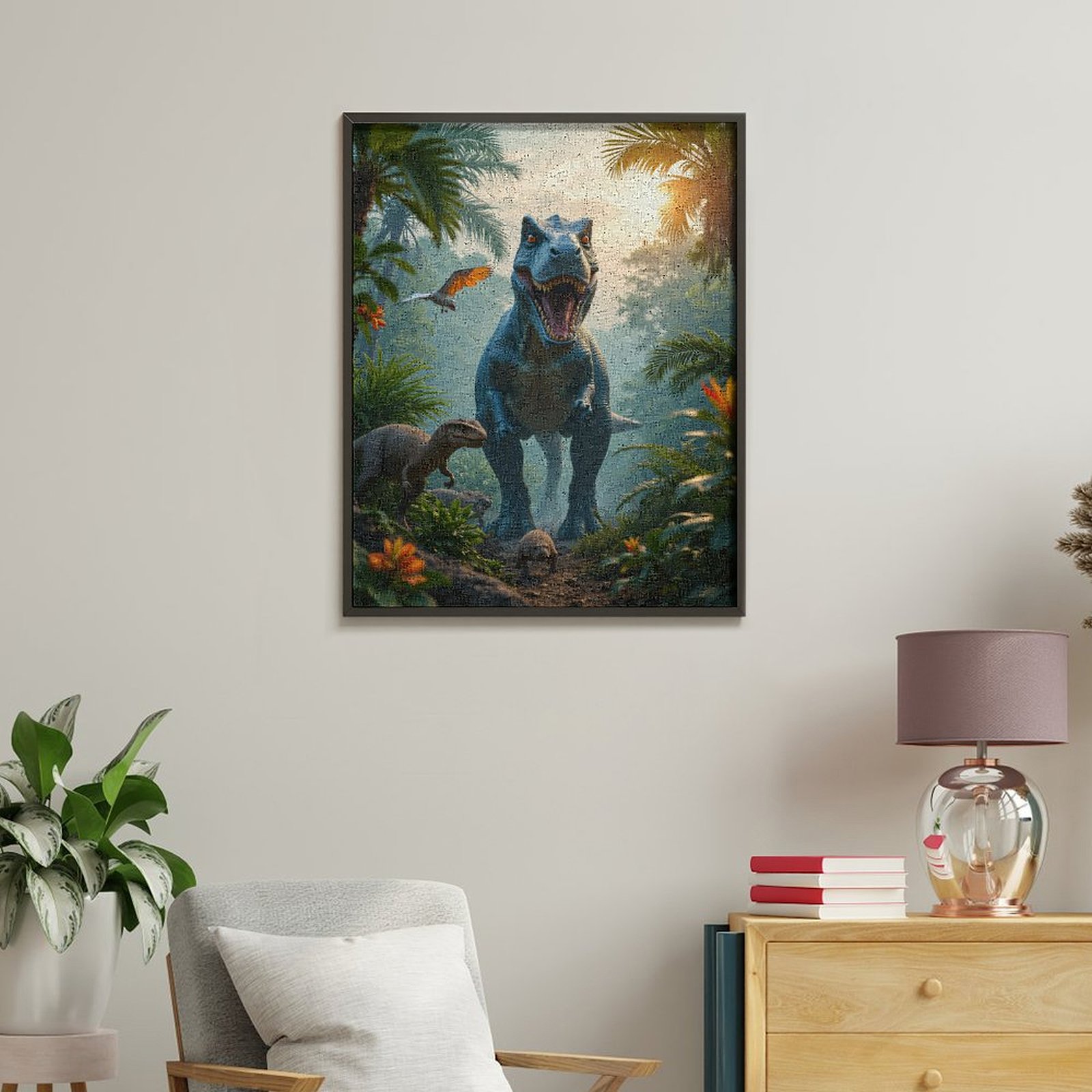 Paint By Numbers Kit for Adults Beginner - DIY Dinosaurs Jungle Adventure Scene Canvas Painting Kits for Adults, Frameless Paint By Number for Adults for Home Wall Decor 16x20 Inch