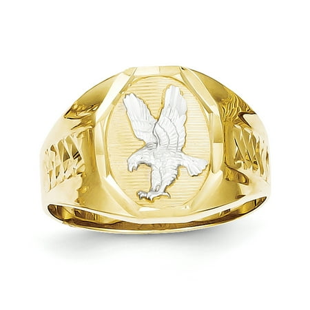 10k Eagle - 10k Yellow Gold w/Rhodium Men's Eagle Ring LAL96620