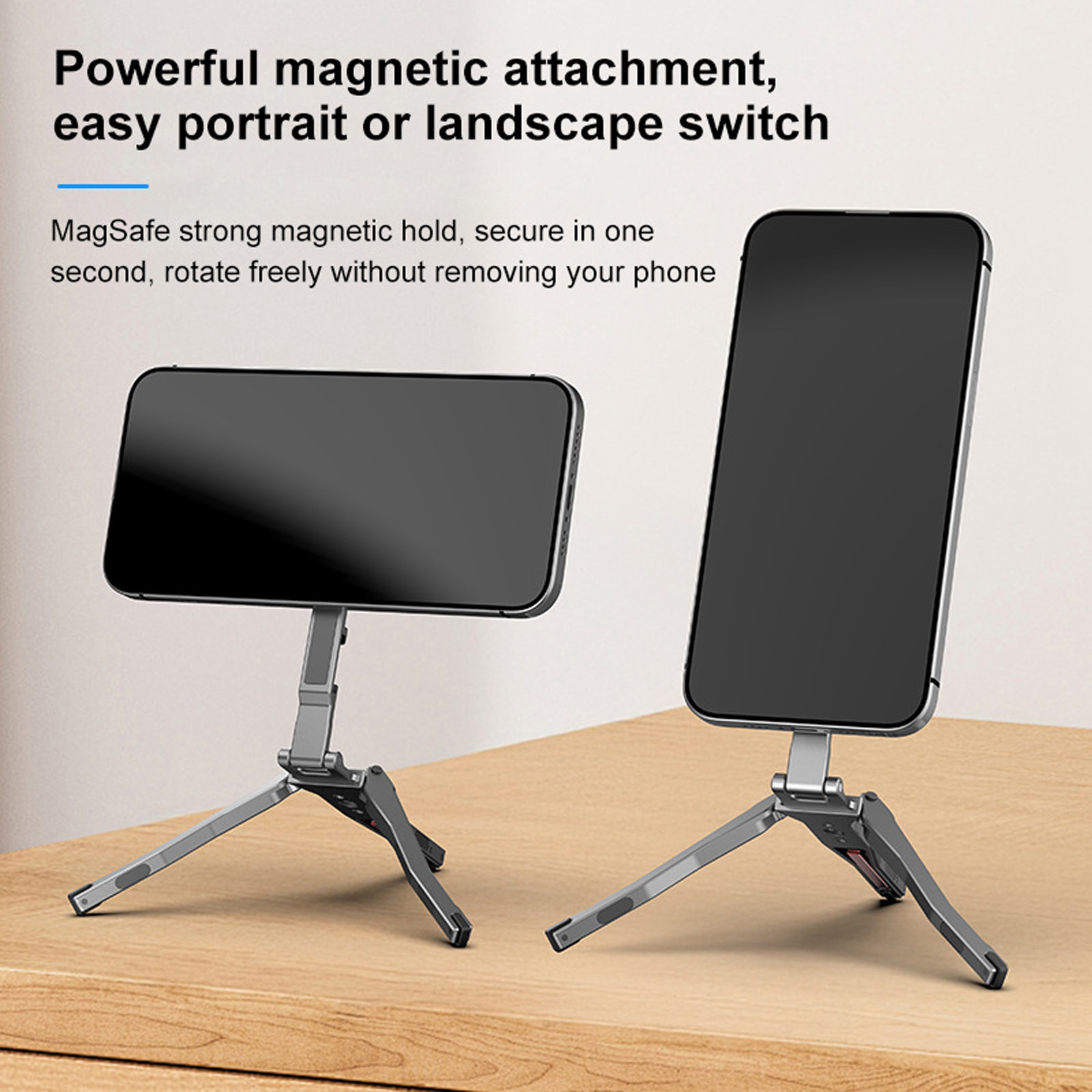Phone Stand Aluminum Foldable Multiple Functional Tripods With Cold Shoe Mount Not Slip Base for Phones 12 16
