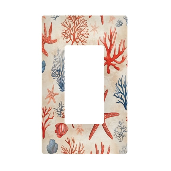 Yayeee Rocker Switch Wall Plate 1-Gang 4.6"x2.9" Home Decorative Outlet Cover, Blue Starfish