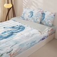 thumbnail image 3 of Homewish Kawaii Seahorse Zipper Full Size Comforter Sets with Fitted Sheet and 2 Pillowcases,Ocean Animal Colorful Coral Zipper Bedding Set For Boys Kids,Reversible,4 Pieces, 3 of 7