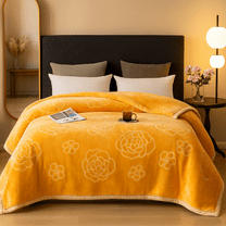 DBOZE King Size 2-Ply Faux Mink Fleece Blanket, Heavy Reversible Plush Raschel Bed Blanket, 85"x95", Silky Soft, Gold