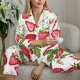 thumbnail image 6 of Pofeuu Strawberry1 Print Womens Pajamas Set Long Sleeve Sleepwear Button Down Nightwear Soft Pj Lounge Sets Button Down Pajamas Women-Medium, 6 of 7