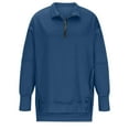 thumbnail image 5 of Holiday Deals Usmixi Womens Sweatshirt Winter Womens Quarter Zip Pullover Sweatshirt Loose Casual Solid Long Sleeve Fall Ladies Tops Fashion Lapel Irregular Hem Oversized Sweatshirt Big Saving, 5 of 7