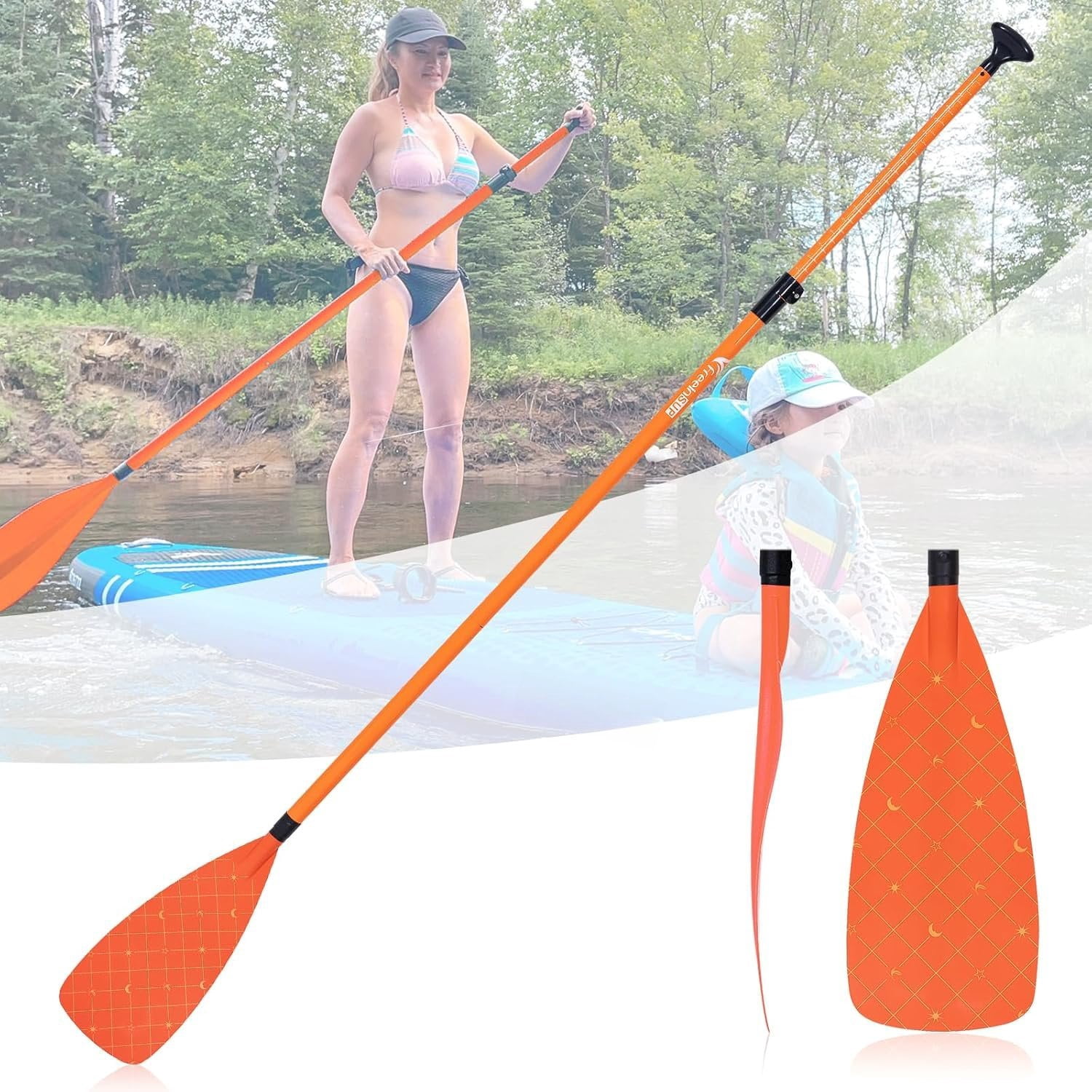 Fiberglass Paddle Board Paddle Effortless Adjustment & Transport Sup Paddle Lever Lock Kayak Paddle