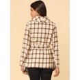 thumbnail image 4 of INSPIRE CHIC Women's Turn Down Collar Asymmetric Hem Plaids Short Open Front Coat, 4 of 6