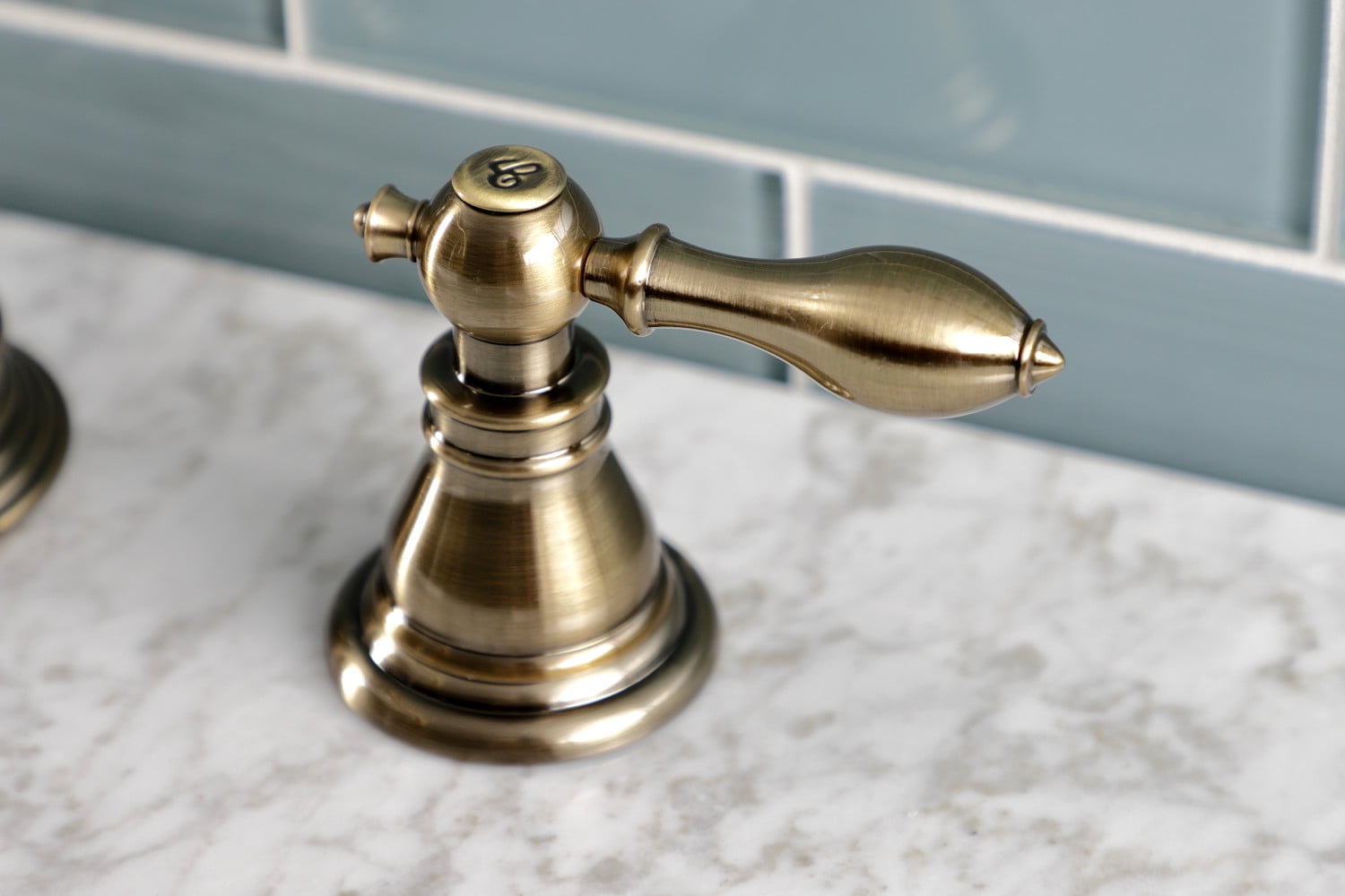 Fauceture FSC19733ACL Deck Mount Widespread Bathroom Faucet, Antique Brass