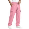 thumbnail image 4 of Evdexr Cargo Sweatpants Mens Baggy Drawstring Pants with Multiple Pockets Winter Fall Casual Work Joggers Wide Leg Straight Breathable Trousers L, 4 of 8