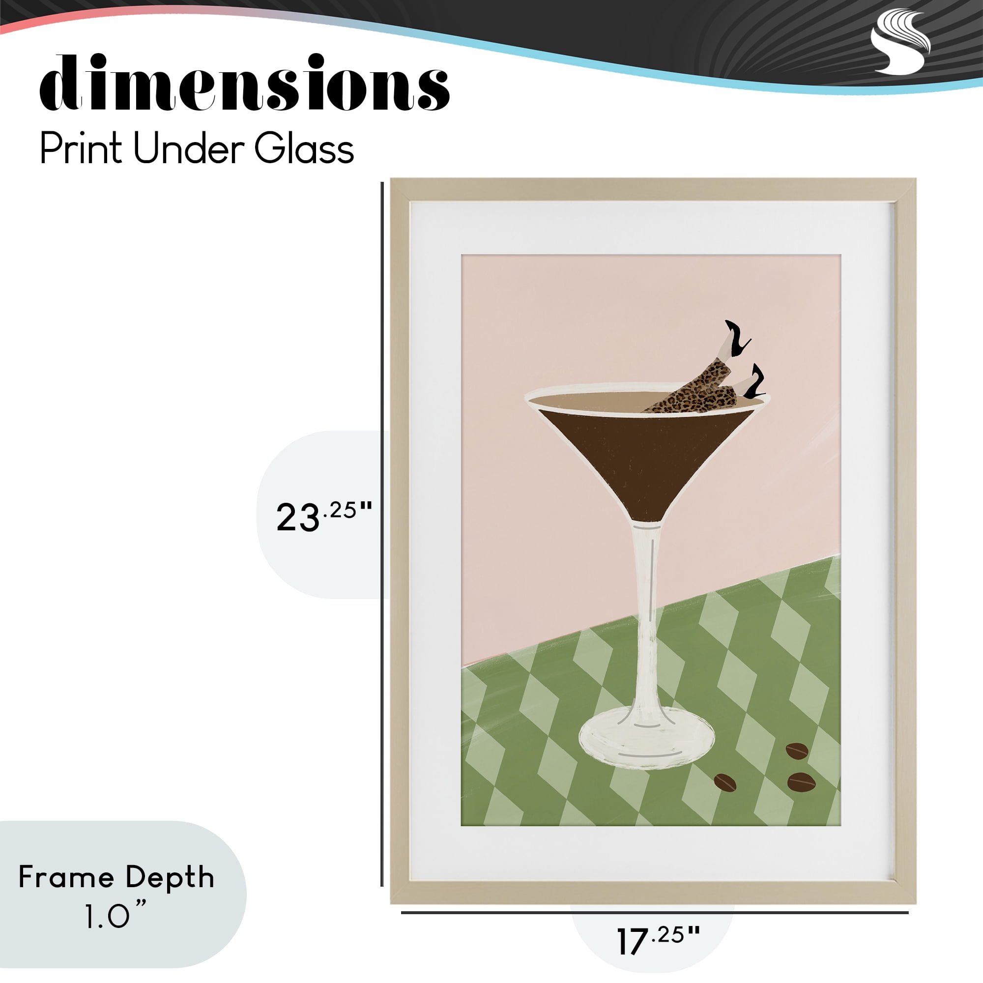 Stupell Industries Glam Martini Splash Birch Framed Print Under Glass, design by Emily Navas