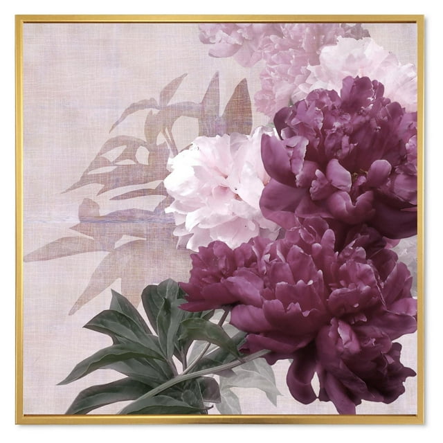 Designart Vintage Purple and Pink Flowers I FLOAT FRAME WALL ART