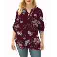 thumbnail image 3 of VERABENDI Women's Plus Size Tops 3/4 Sleeve Tunic Shirts A Buckle Decoration V-Neck Blouses,M-4XL, 3 of 6