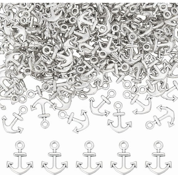 About 200Pcs Tibetan Alloy Anchor Charms Vintage Nautical Anchor Pendant Ocean Theme Antique Silver Ship Sailing Charm