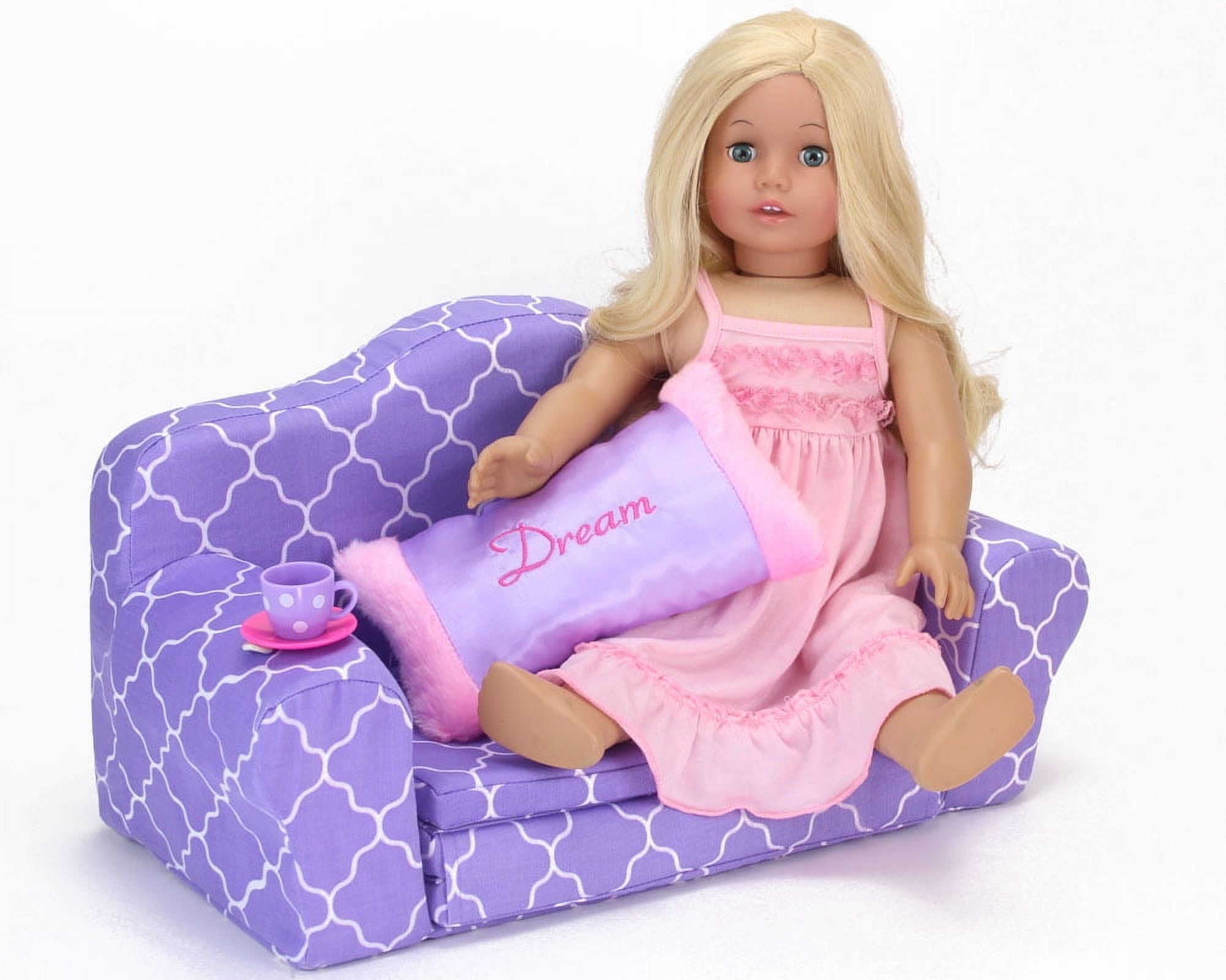 Sophia's Kids Plush Pull Out Couch/Double Bed Sized for 18" Dolls
