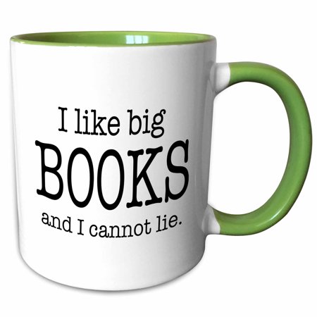 

3dRose I like big books and I cannot lie - Two Tone Green Mug 11-ounce