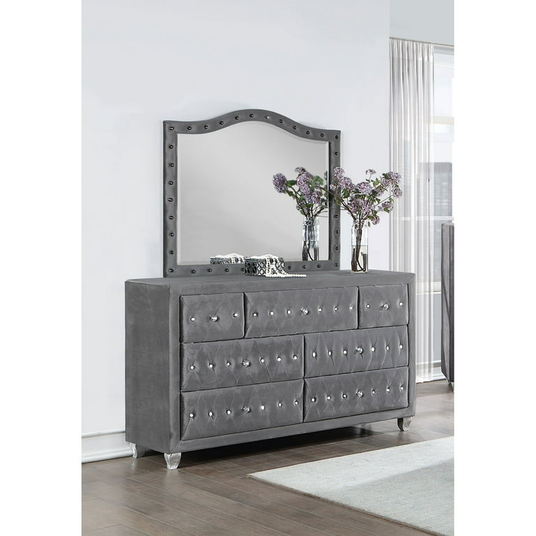 grey dresser with crystal knobs Lumiere Aurora Glam Dresser main image 0