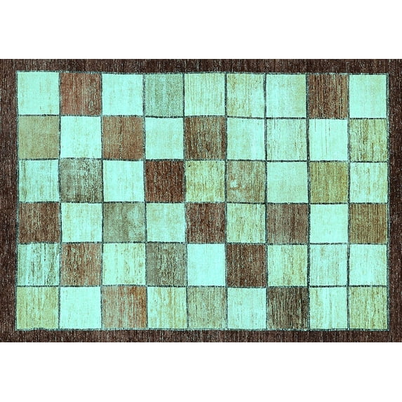 Ahgly Company Indoor Rectangle Abstract Light Blue Modern Area Rugs, 8' x 10'