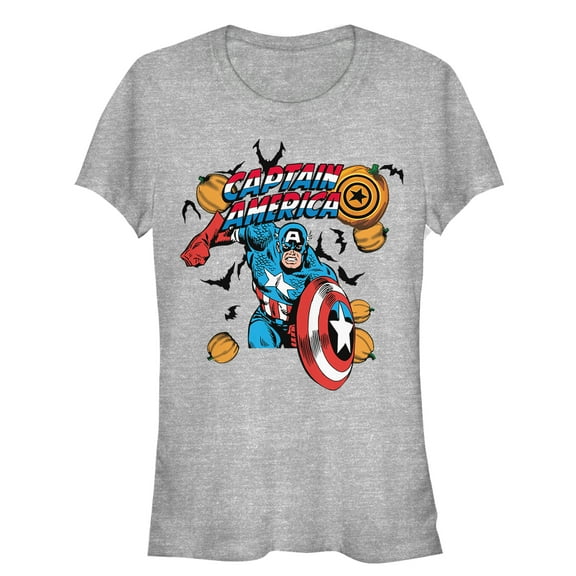 Junior's Marvel Halloween Pumpkins Captain America Graphic Tee